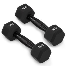 Rubber Hex Dumbbell Pair, Anti-Slip Handle, Home Gym Weights, Multiple Sizes,...