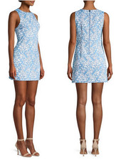 ALICE + OLIVIA $295 Clyde Floral Mini Dress in Cornflower White/Blue Size 0