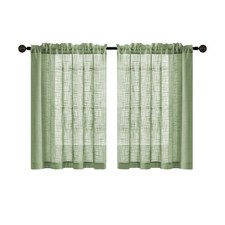 2X Linen Look Curtains Voile Net Curtains Windows Semi-Sheer Drape Panel Eyelet