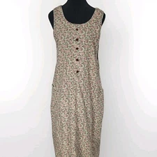 Strawberry Print Apron Dress Button Front Pinafore Cottagecore Prairie Handmade