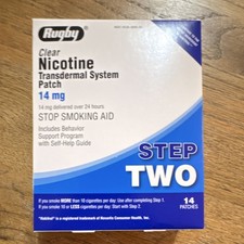 Rugby Clear Nicotine Transdermal Patch Step 2 14mg 14 Patches Exp 2028/04