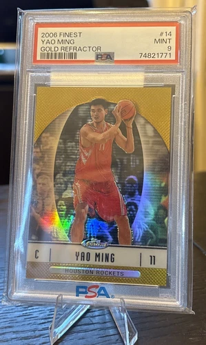 2006-07 Topps Finest Yao Ming GOLD Refractor /50 #14 PSA 9 MINT Pop 2🔥3 Higher