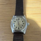 Rolex Oyster Perpetual Men's Wristwatch Brown Leather Strap Stainless Steel