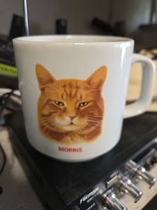 VINTAGE Morris the Cat Mug Ceramic Cup Advertising Mascot  ORANGE Tabby Papel
