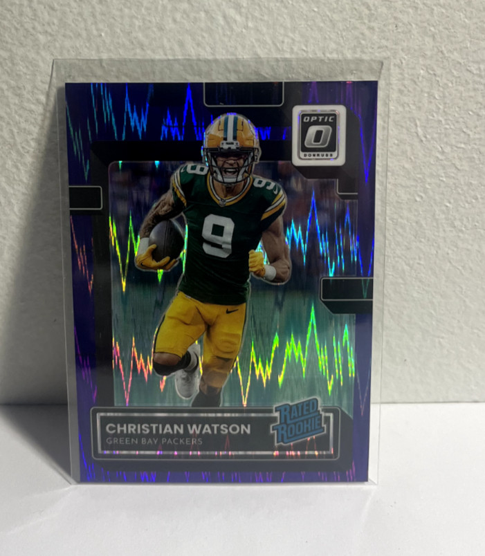 Christian Watson 2022 Purple Shock Panini Optic RC Rookie #219