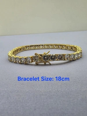 Bracelet Tennis 5.89ct Unisex Argent 925 avec Strass Brillant, Taille 18cm - Photo 1/4
