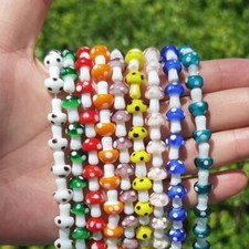 Multicolor Mushroom Lampwork Glass Loose Bead For Jewelry Making Accessories DIY