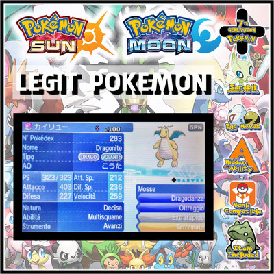 7GEN SUN MOON Legit Pokemon   not SHINY Dragonite 6IV ADAMANT Serebii POTW