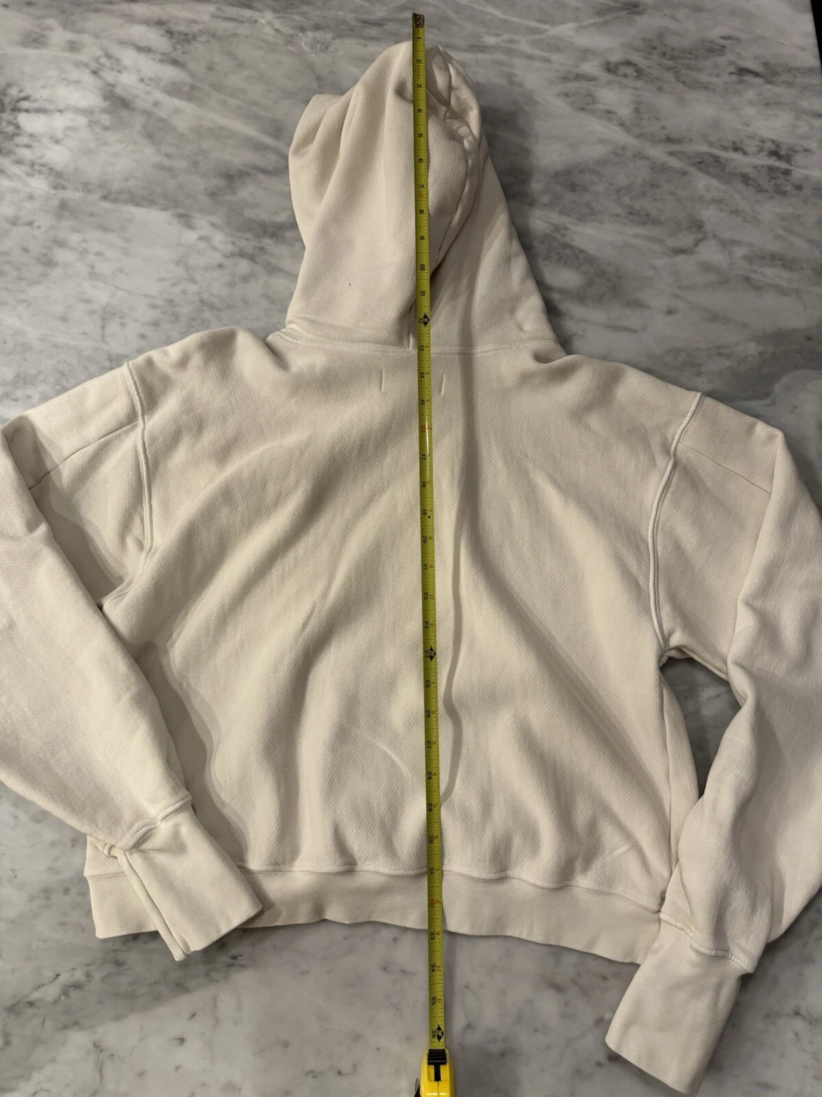 OFF WHITE Les Tien Felpa con Cappuccio Avorio Cropped Pesante Maglione Oversize