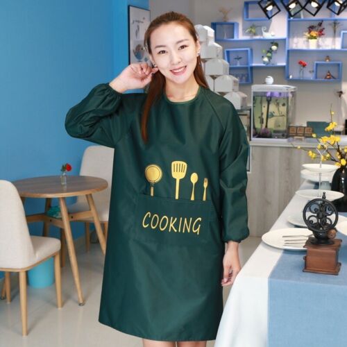 Apron Long Sleeve Waterproof Kitchen Chef Butcher Cooking Baking with Pocket New - Afbeelding 1 van 13