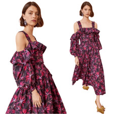 NWOT Ulla Johnson Caprice cold-shoulder Ruffled Floral Poplin midi dress- size 4