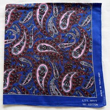 Mens Bandana Vintage Blue Cotton Paisley Floral Red Pink Classic Handkerchief 20