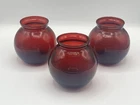Vintage Anchor Hocking Anchorglass ROYAL RUBY RED 4" Round Ivy Ball Vase
