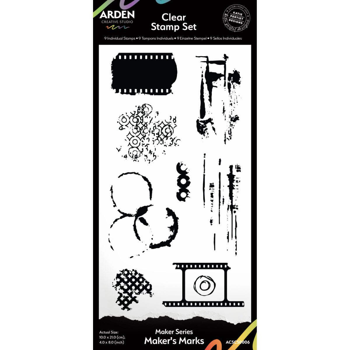 Arden Creative Studio Maker Series Maker's Marks 4 in x 8 in Clear Stamp Set