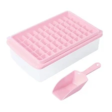 Ice Cube Tray with Lid and Bin for Freezer Easy Release 55 Nugget Ice Tray wi...