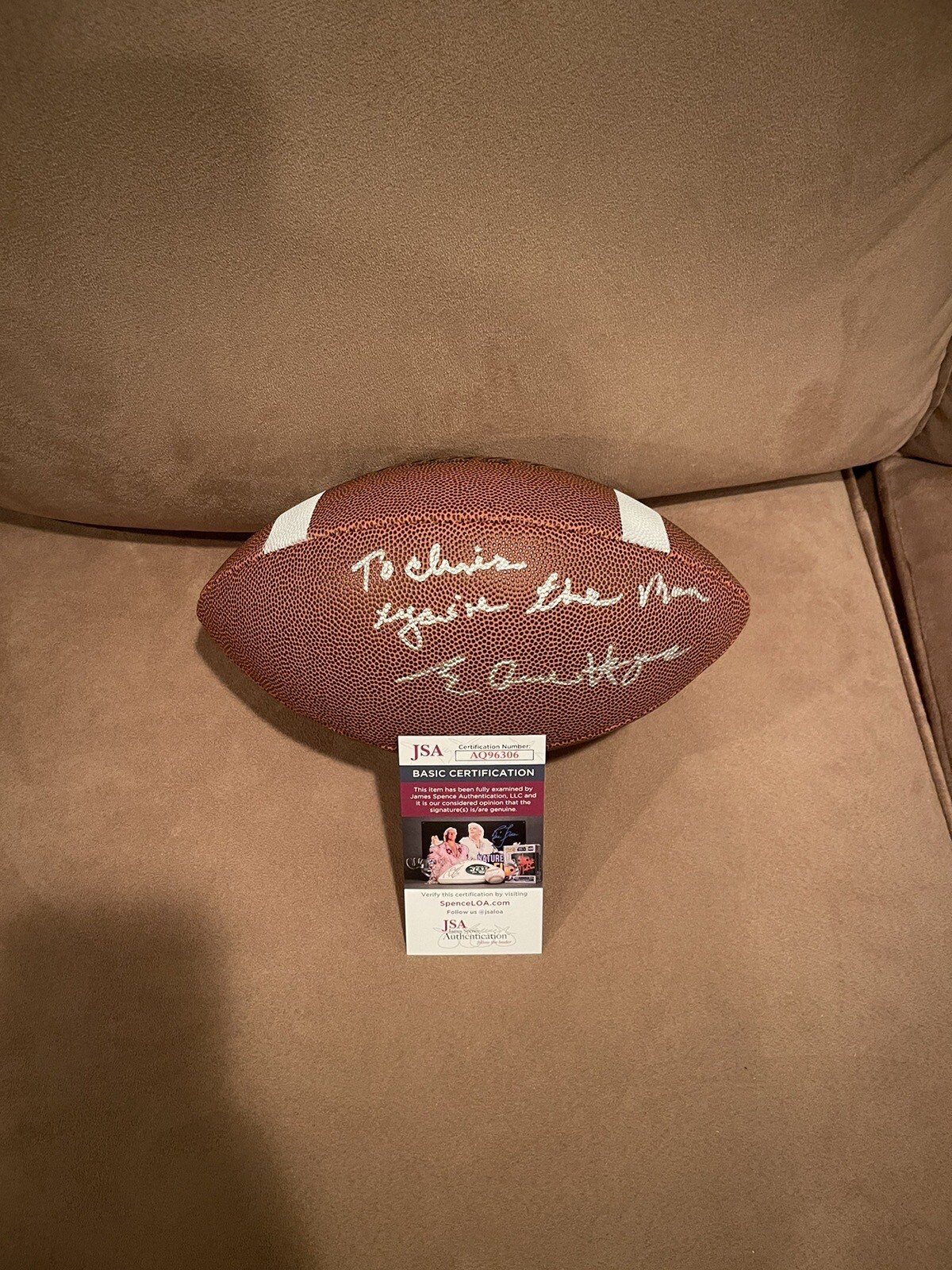 Elvin Hayes Autographed Signed Full Size Football, JSA, To Chris You Re The Man 
