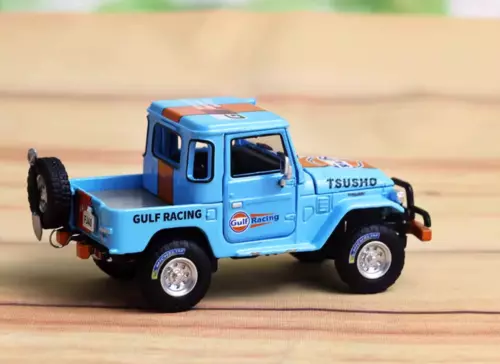 GB RM 1:64 Gulf Land Cruiser FJ40 Pickup Trailer Set Model Diecast Collect Car - Picture 6 of 7