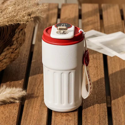 Smarte Thermosflasche Wasser Digital LED Temperatur Kaffeetasse 316 Edelstahl