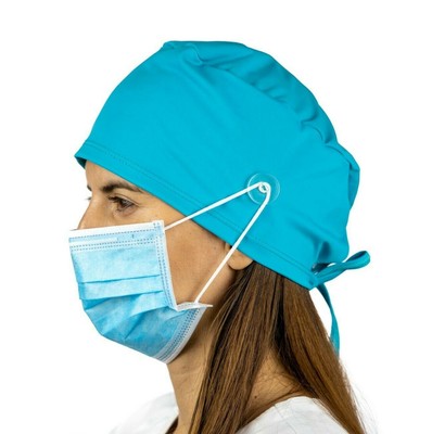 Teal Surgical Cap Women with Buttons I 