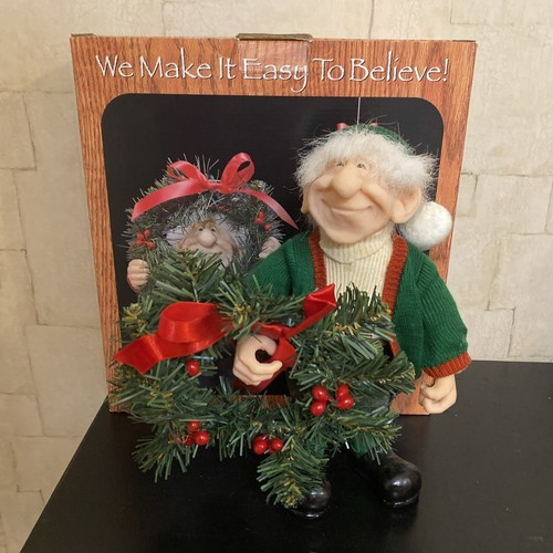 The Elves Themselves Zim's Inc No. 25 Elf Holding Christmas Wreath 1999 w/Box