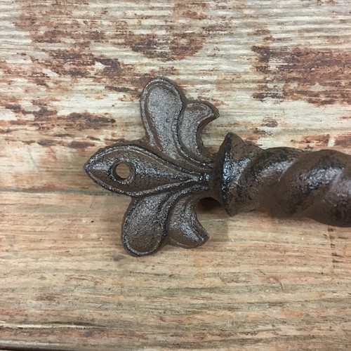 Cast Iron Fleur De Lis Rope Style Handle Fancy Rustic French - Picture 7 of 8