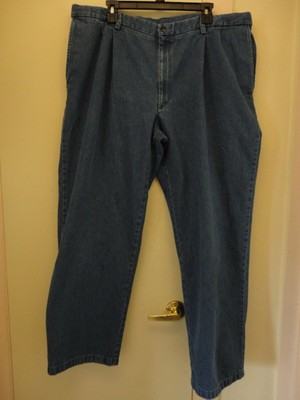 men's pleated front denim jeans