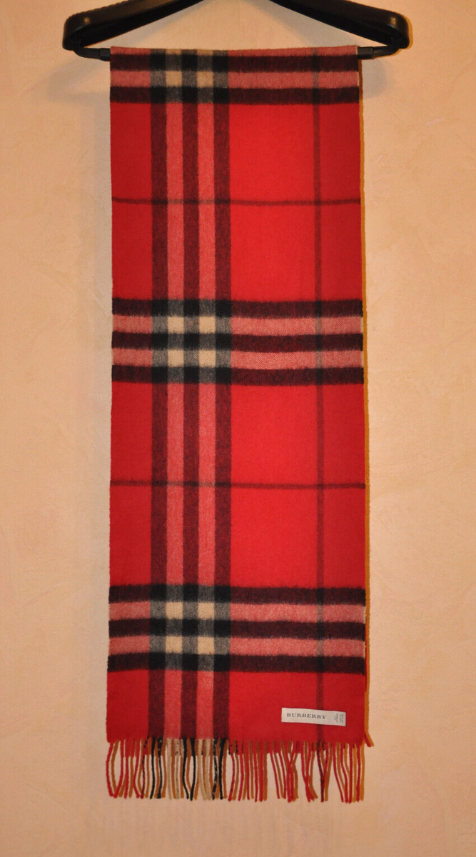 スカーフ Burberry SCARF (8113050 C3001) Burberry Women's Red Classic Check Cashmere Scarf 168x30 cm
