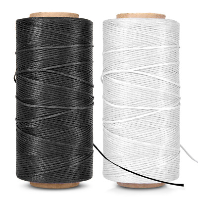 284 Yard 150D Waxed Thread String Cord Sewing DIY Craft Stitching Black ...