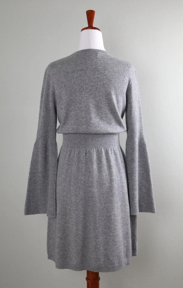 Vestido Suéter THEORY $395 Tejido Suave Punto Mixto 100% Cachemira Campana Talla Mediana Foto 4 de 4