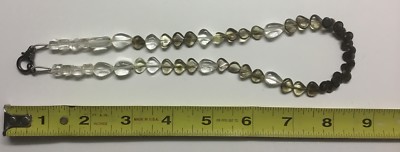 Halskette Rauchquarz, gepufftes Herz und tropfenförmige Perlen, 18 Zoll