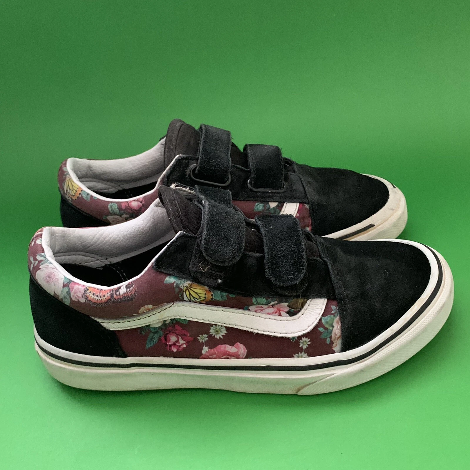 Scarpa bassa da skate Vans Off the Wall Juniors taglia 4 nera rosa motivo floreale