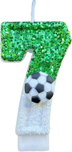 Birthday Number Candles White Soccer Number 7 Birthday Candles for Cake, Fun Gli