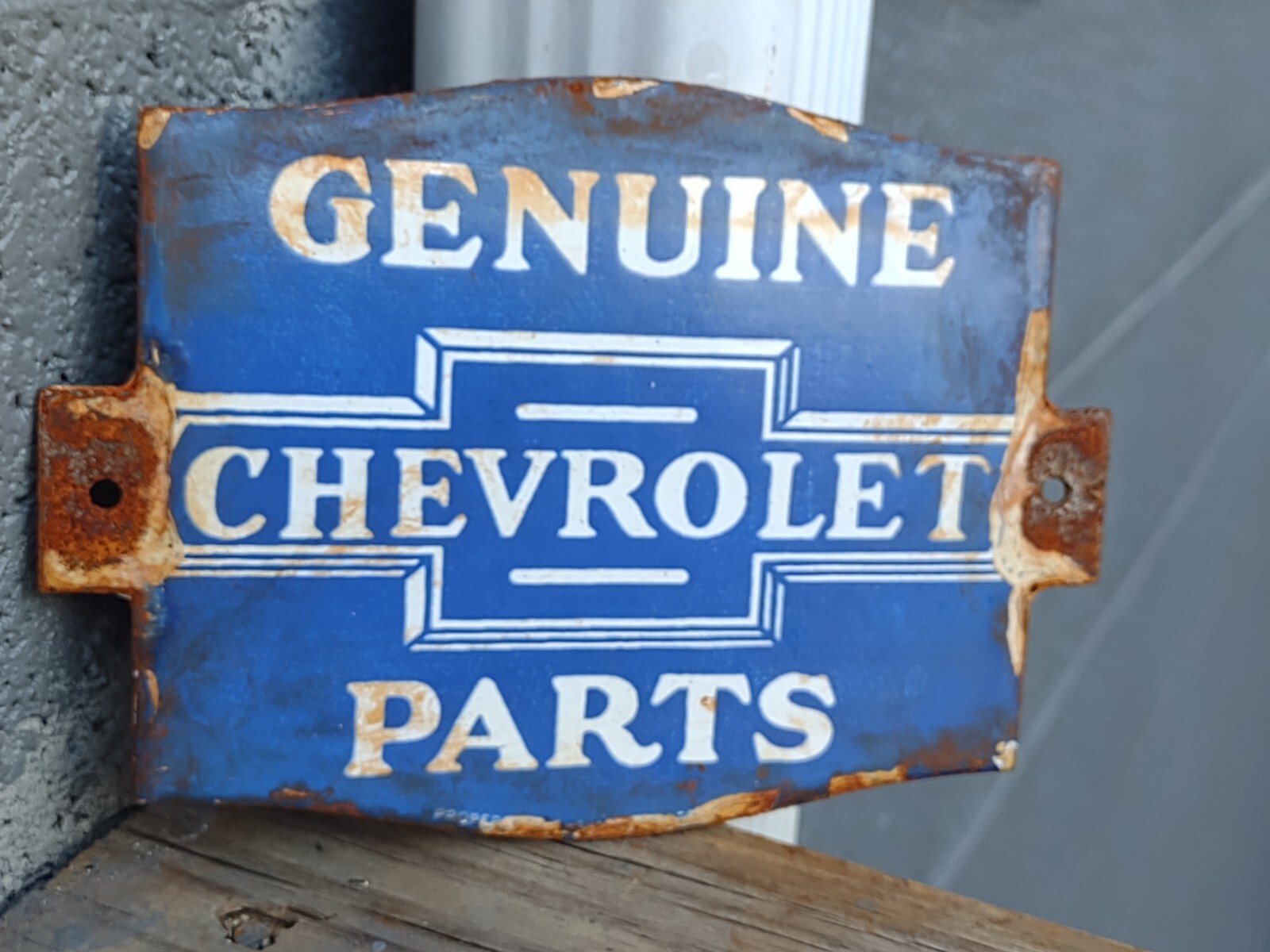 VINTAGE CHEVROLET PORCELAIN SIGN CHEVY TRUCK SERVICE CHEVY DEALER CAR