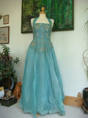 Original 50er Jahre Perlen Mieder voller Rock Abendkleid Taille 24'' Studienteil