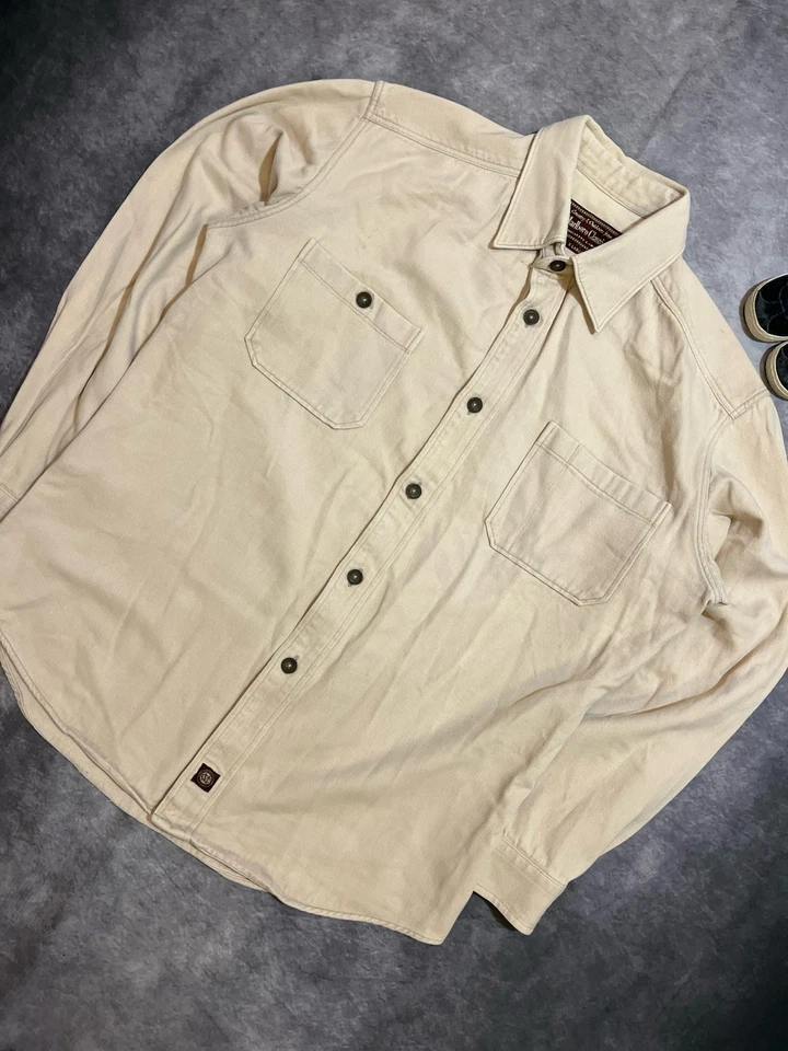 Marlboro Classics Heavy Cotton Shirt Mens XL Beige Workwear Overshirt Utility - Photo 2/4