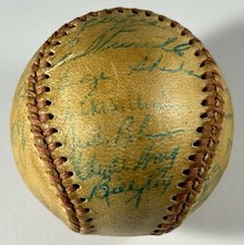 Mini-Baseball SIGNED by Jackie Robinson & Brooklyn Dodgers PSA/DNA & Beckett LOA