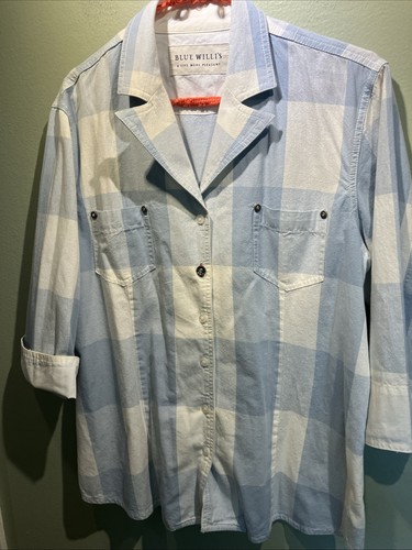 Blue Willi’s Denmark XL blau/weiß Baumwolle Top Knopfleiste 3/4 Arm schönes Kleidungsstück