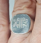 Vintage Sterling Silver Signet Ring Lot Sz ~9 w Script Mono *HWL*