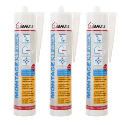 3x Montagekleber dubaust HMK24 EXTREM STARK + Universell 290ml /414g weiss