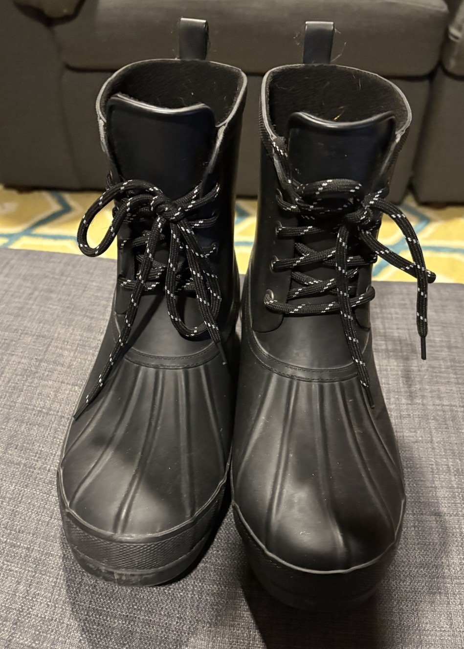 Chooka Women's Eastlake Rain Duck Boots Size 10 US Lace Up Rubber Boot - Black