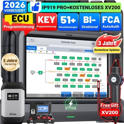 2026 XTOOL IP919 PRO+XV200 Profi KFZ OBD2 Diagnosegerät IMMO/Schlüssel-Codierung