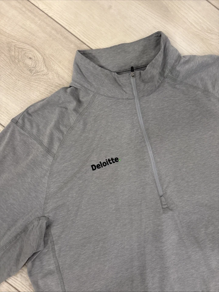 Pullover Travis Mathew Para Hombre Grande Gris Rendimiento Cuarto Cremallera Deloitte XL Foto 2 de 4