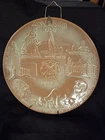 Vtg Frankoma Pottery Oklahoma State Plate Signed John Frank Prairie Green 8.5" W