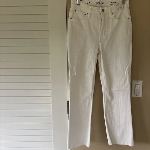NWT JCrew Women’s White 9” Demi Boot Crop Denim Size 27