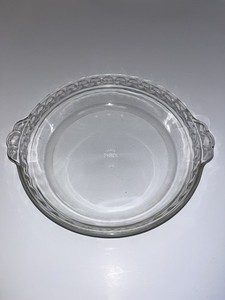 Vintage Pyrex #228 Clear Glass 10" Pie Plate, Round Baking pie Dish Fluted Edge