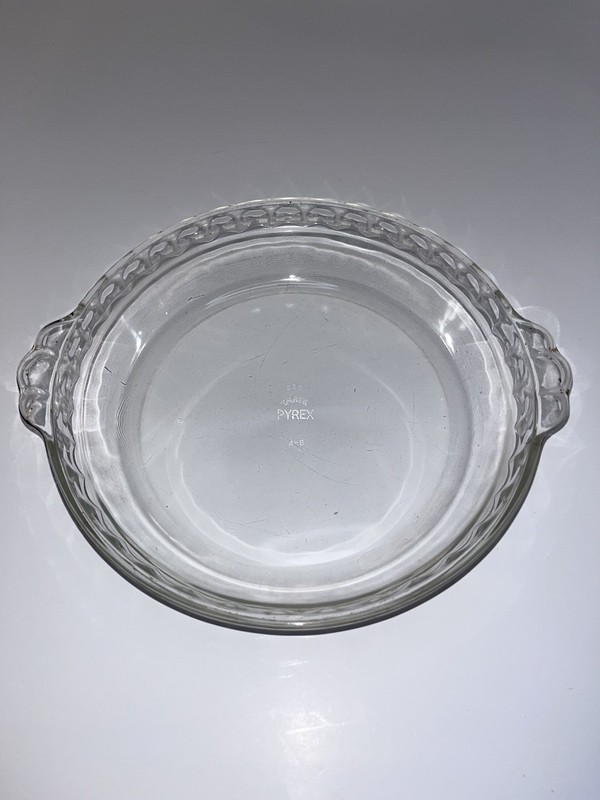 Vintage Pyrex #228 Clear Glass 10" Pie Plate, Round Baking pie Dish Fluted Edge