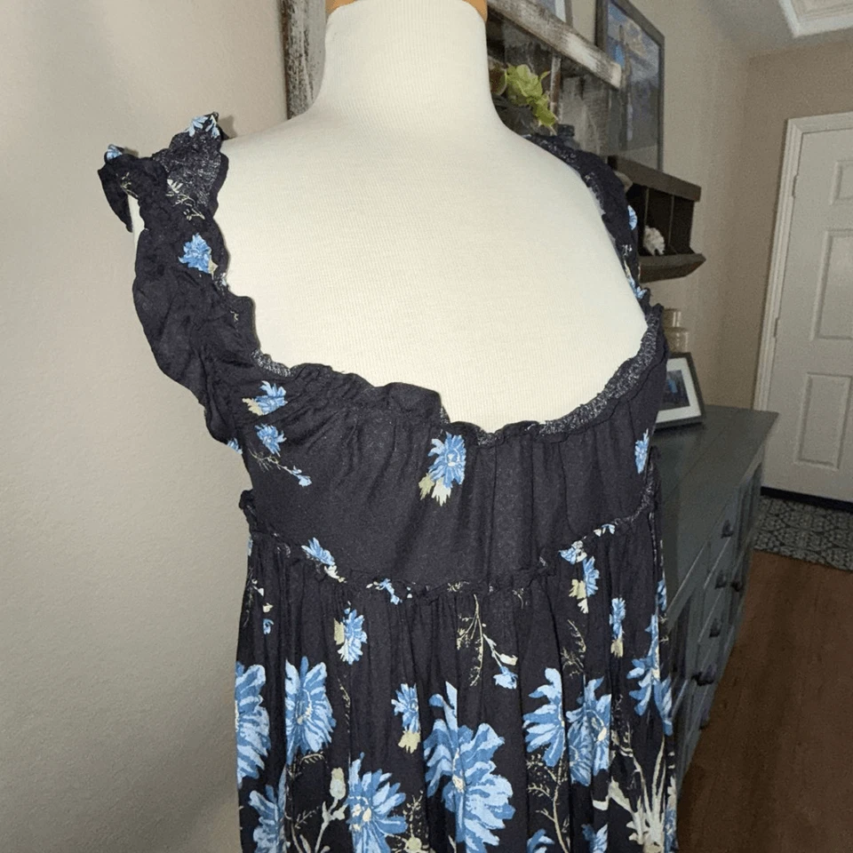 Free People Intimately Womens Bali Wild Daisy Slip Mini Dress Black Combo Medium - Image 4 of 4