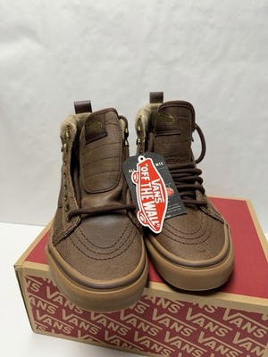 NEW VANS SK8 HI MTE BROWN LEATHER HERRINGBONE 5Y/ 6.5 WOMENS  display picture 2