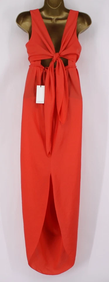 CARVEN WOMENS SATIN DRESS SLEEVELESS MAXI 40 / UK 12 GERANIUM RED RRP £334 AD - Image 2 of 4