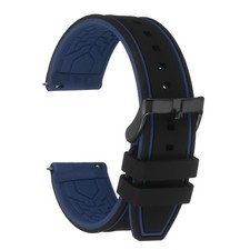 Silicone Watch Bands 22mm Soft Watch Band with Frosted Buckle, Black Dark Blue